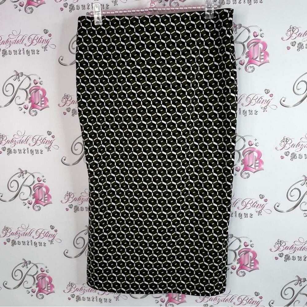Le Chateau skirt long style Black and White Geometric Pencil Skirt
